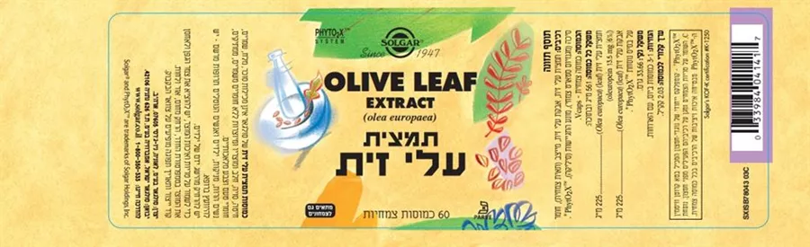 תמצית עלי זית סולגאר 60 כמוסות Olive Leaf Solgar